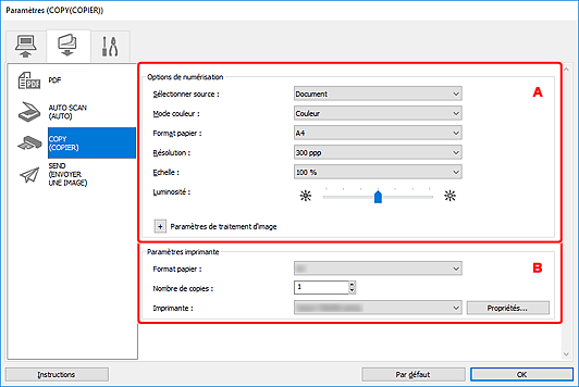 figure : boîte de dialogue Paramètres